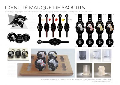 Design identité + création de packagings alimentaire verre et cartons kraft, encres végétales.