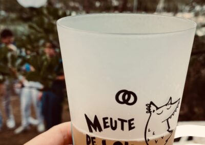 Design mascotte punk pour événement, impression sur ecocup et goodies